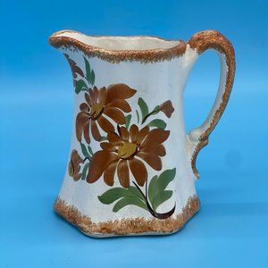 Vintage Cash Family Small Pitcher Orange Flowers Hand Painted Erwin Tennessee